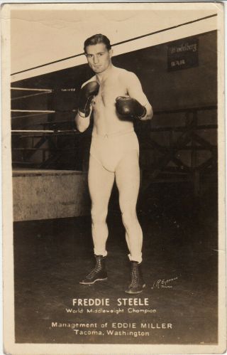 Freddie Steele World Middleweight Champion Boxer Hand Signed - 1936 - 38