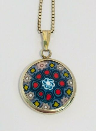 Vintage 925 Sterling Silver Murano Glass Pendant Necklace