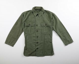 Vintage Korean War Og - 107 Od Sateen Shirt Jacket Us Army Sz Small / Xs