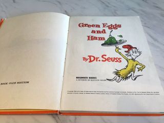 Vintage Hard Cover Childrens Book 1960 “Green Eggs And Ham” 1st Edition Dr Suess 2