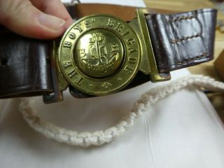 Vintage Boys Brigade Belt Brass Buckle Brown Leather 42 " Lanyard/ Tomb Raider