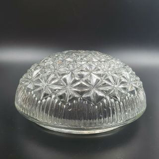 Vintage Clear Glass Ceiling Light Shade Globe Art Deco Facets 7.  75 " Fitter