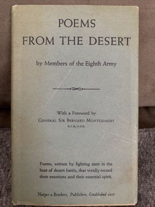 Poems From The Desert By Members Of The Eighth Army Wwii - With Vg,  Dj - 1st,  1944