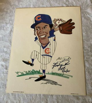 1969 Chicago Cubs Hof Fergie Jenkins Signed 11x14 Caricature Picture