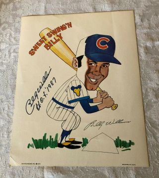 1969 Chicago Cubs Hof Billy Williams Signed 11x14 Caricature Picture