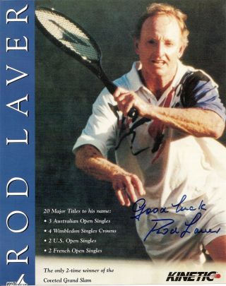 Pro Kennex Two Sided 8 X 11 Ad Signed By Rod Laver Auto