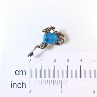 Tiny Vintage Silver Marcasite Frog Brooch Silver & Turquoise Brooch 925 Mark 925