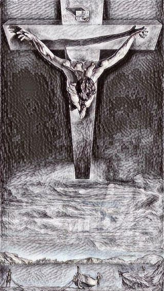 Christ Of St John Of The Cross Canvas 30 " X16 " By Newmen