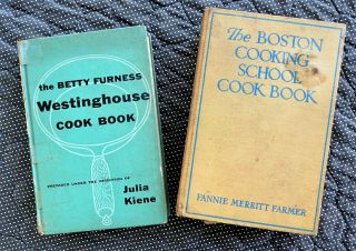 Antique Cook Books.  Betty Furness 1st.  Edition & Funny Farmers Boston Cooking.