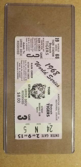 1968 Detroit Tigers World Series Ticket Stub Game 3 Tiger Stadium