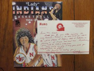 Linda Harper (died - 2014) Signed Letter,  1984 Northeast La.  Univ.  Basketball Guide