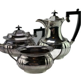 Vintage Art Deco Sheffield Silver Plate Epns A1 Tea Set Teapot Sugar Basin