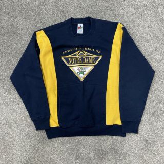 Vintage University Of Notre Dame Fighting Irish Sweatshirt Xl Crew Neck Blue