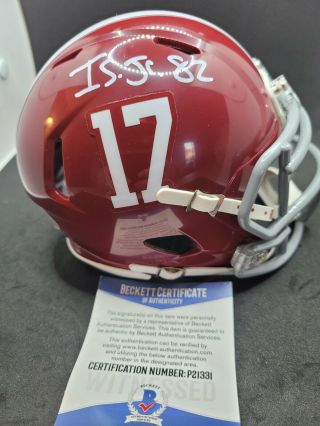 Irv Smith Jr Autographed Alabama Crimson Tide Mini Helmet Beckett