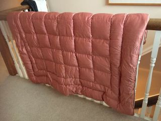 Vintage Feather Eiderdown Quilt.  Dusty Rose Pink,  Very Old.  Single Size