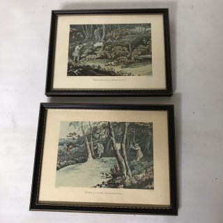 2 X Vintage Framed Shooting Art Prints By H Alken Woodcock & Pheasant Game Hunt