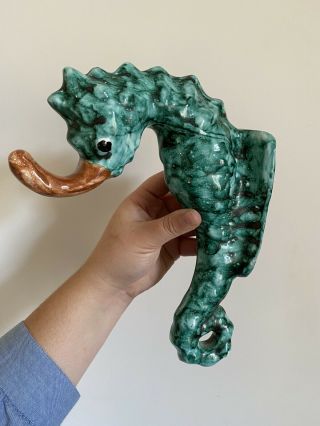 Vintage Mid - Century Italian Ceramic Seahorse Wall Hook