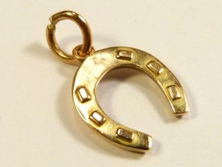 Small English Vintage 9ct Gold Lucky Horse Shoe Charm Bracelet