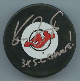 Ken Daneyko Jersey Devils Signed Autograph Hockey Puck 3x Sc Champs Jsa