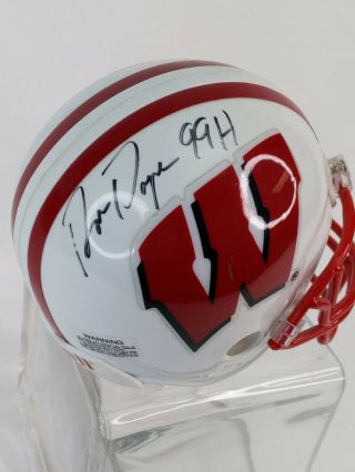 Wi Badgers Ron Dayne 33 Signed Riddell Mini Helmet W/ 
