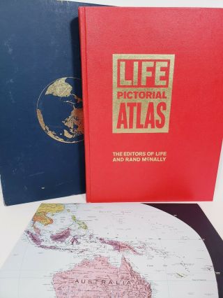 Life Pictorial Atlas Of The World 1961 With Sleeve & Wall Map 600pages