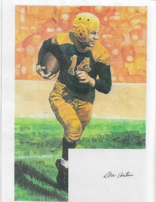 Don Hutson - Vintage Hand Signed Autograph With Nfl Hall Of Fame Image.