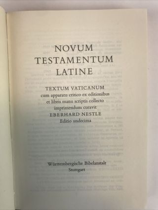 Latin Testament Novum Testamentum Latine 1971 Eberhard Nestle Stuttgart VG 3