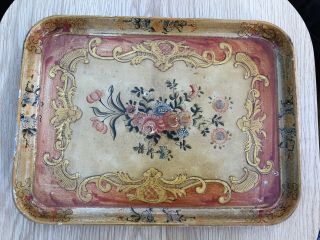 Vintage Hand Painted Japanese Papier Mache Serving Tray