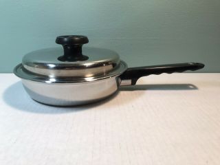 Vintage Lifetime Stainless Steel Cookware 8 1/2” Frying Pan Skillet W Lid Usa