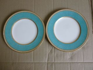 2 Wedgwood Ulander Powder Turquoise 9 " Dinner/luncheon Plates - Vintage - W1503