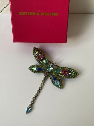 Vintage Butler & Wilson (b&w) Signed Crystal Dragonfly Brooch Pin - Boxed