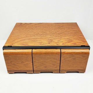 Cd Disc Vintage Faux Wood Grain Three Drawers Music Holder Case 60 Ct.  Slots