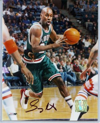 Gary Payton Signed Autographed Milwaukee Bucks Photofile 8x10 Photo Auto
