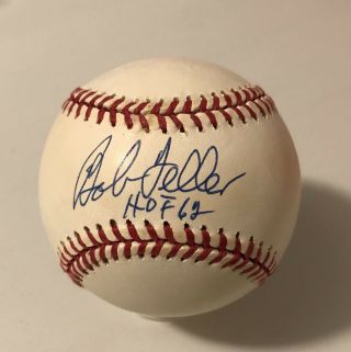 Bob Feller Autographed Signed Al Baseball,  Hof 62,  Beckett Bas,  Cleveland Indians