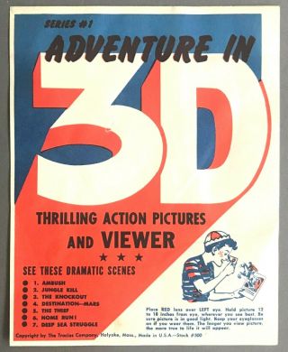 Adventure In 3d: Series 1 W/ Viewer And 7 Illustrations Tracies Co.  C.  1952
