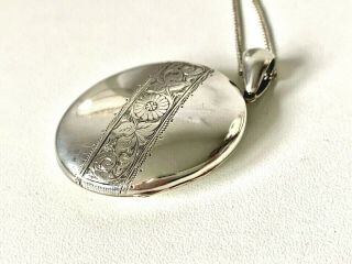 Vintage Silver W.  Morris Style Engraved Large 2 - Pic Locket Pendant Necklace 2