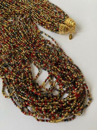 LONG Vintage Signed Joan Rivers Multi Coloured Bead Statement Necklace 3