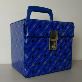 Vintage 7 " Singles Vinyl Record Carry Case Storage Box Cobalt Blue 1980s
