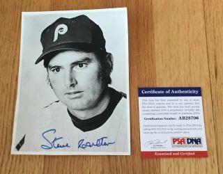 Steve Carlton Phillies Hofer Signed Autograph Vintage 4.  5 X 6 Photo Psa/dna