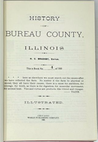 History of Bureau County,  Illinois IL,  Princeton,  etc,  1885 Bradsby Reprint 2