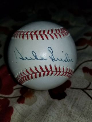 Dodgers Duke Snider Autographed Official National League Baseball.