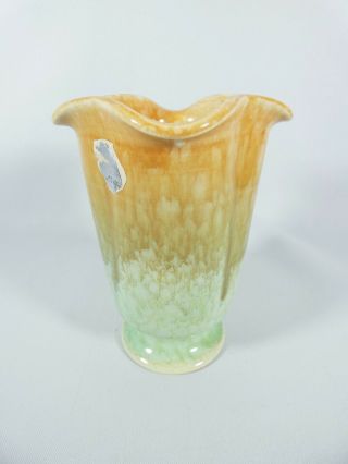 Vintage Newtone Bakewells Art Ware Australian Pottery Pinch Top Vase Drip Glaze