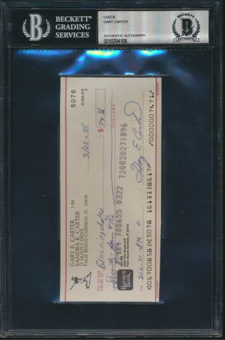 Gary Carter Signed Autograph Auto Check Bas Bgs Beckett Authenticated Encased