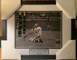 Y.  A.  Tittle Framed 8x10 Autographed Historic Photo Steiner Sports 1963 Mvp