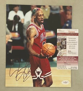 Dennis Rodman Signed 8x10 Photo Autographed Jsa Chicago Bulls Hof