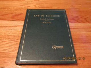 1954 Handbook Of The Law Of Evidence - Charles Mccormick West Publishing Mn Hc
