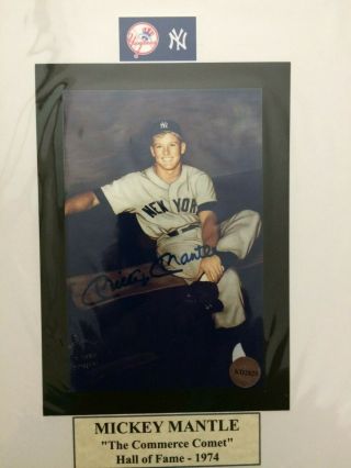 Autograph Mickey Mantle 4x6 Matted To 8x10 Color Photo W/coa