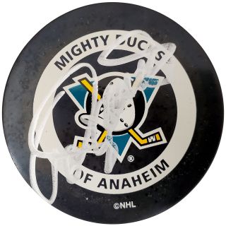 Teemu Selanne Autographed Signed Anaheim Mighty Ducks Logo Hockey Puck 187682