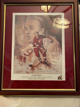 Gordie Howe Detroit Red Wings Signed Le Quaker State 4x4 Legends Print With