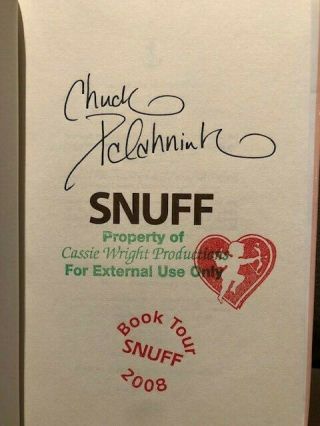 Snuff – CHUCK PALAHNIUK – Doubleday 2008 / 1st Edition – AUTOGRAPHED h/c DJ 3
